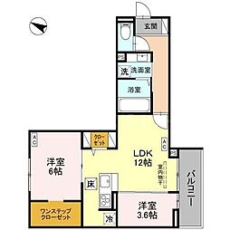 八潮市大字垳アパート 2LDKの間取図画像