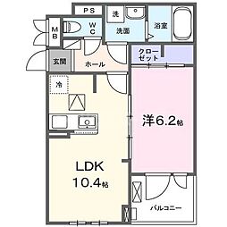 フォセット 1LDKの間取図画像