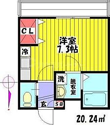 ヒロコーポ ワンルームの間取図画像