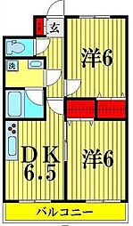 エクセレントこはく 2DKの間取図画像