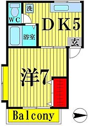 ガーデンヒルズ2 1DKの間取図画像