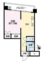 パラシオン越谷 1DKの間取図画像