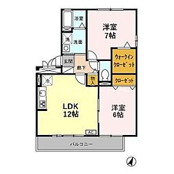 ゴールドパストラル 2LDKの間取図画像