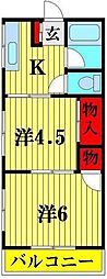 井石コーポ 2Kの間取図画像