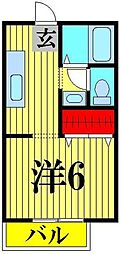 エスポワール宇原 1Kの間取図画像
