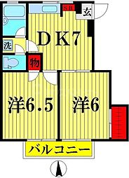 リバーサイドメゾンA 2DKの間取図画像