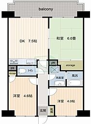 朝日プラザガーデンシティー新越谷 3DKの間取図画像