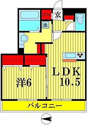 レーヴ2 1LDKの間取図画像