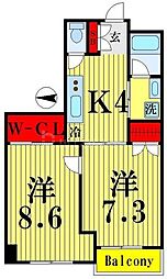 リレント谷塚 2Kの間取図画像