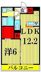 ロータス草加1 1LDKの間取図画像