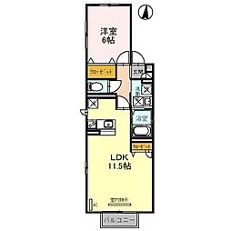 プレミールC 1LDKの間取図画像