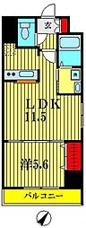 キャメロット新越谷 1LDKの間取図画像
