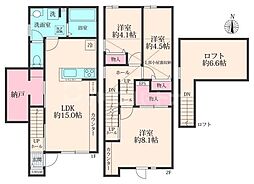 吉川市木売2丁目アパート 3LDKの間取図画像