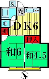 戸張荘 2DKの間取図画像