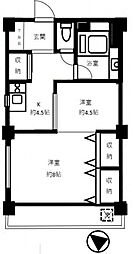 レジデンス宝 2階2Kの間取り