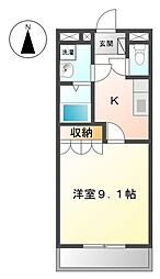 ラ・ルーチェ 2階1Kの間取り