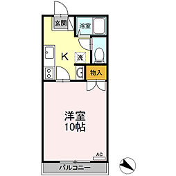 プライムメゾン 2階1Kの間取り