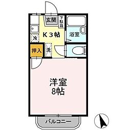 コーポあいA 1Kの間取図画像
