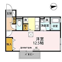 ベルメゾン Ｂ棟 1階ワンルームの間取り