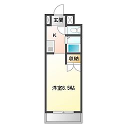 エーリセピア1 1Kの間取図画像