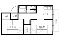 ホワイトハウス 2階2DKの間取り