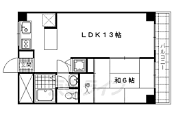 京都市営烏丸線 北大路駅 徒歩28分の賃貸マンション 2階1LDKの間取り