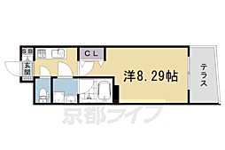 JR山陰本線 円町駅 徒歩5分の賃貸マンション 1階1Kの間取り