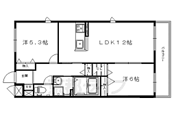 叡山電鉄叡山本線 修学院駅 徒歩2分の賃貸マンション 2階2LDKの間取り