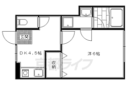 京阪本線 出町柳駅 徒歩7分の賃貸アパート 2階1DKの間取り