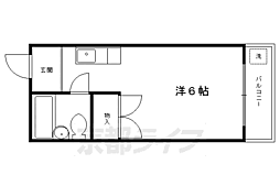 京都市営烏丸線 国際会館駅 徒歩10分の賃貸マンション 2階1Kの間取り