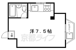 叡山電鉄叡山本線 一乗寺駅 徒歩4分の賃貸マンション 2階ワンルームの間取り