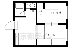 叡山電鉄鞍馬線 岩倉駅 徒歩10分の賃貸アパート 1階2DKの間取り