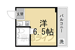 京都市営烏丸線 国際会館駅 徒歩1分の賃貸マンション 3階ワンルームの間取り