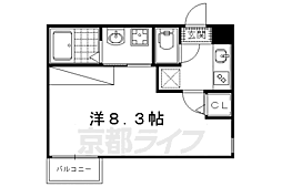 アークリード北野白梅町 4階1Kの間取り