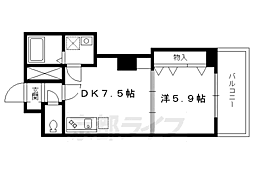 京都市営烏丸線 今出川駅 徒歩12分の賃貸マンション 6階1DKの間取り