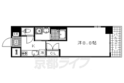京都市営烏丸線 北山駅 徒歩11分の賃貸マンション 2階1Kの間取り