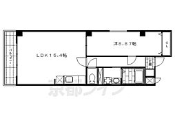 京都市営烏丸線 烏丸御池駅 徒歩9分の賃貸マンション 5階1LDKの間取り