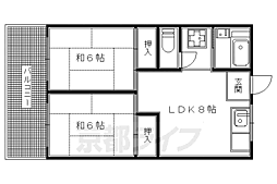 叡山電鉄叡山本線 一乗寺駅 徒歩12分の賃貸マンション 1階2LDKの間取り