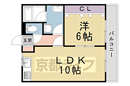 京都市営烏丸線 北大路駅 徒歩20分の賃貸マンション 2階1LDKの間取り