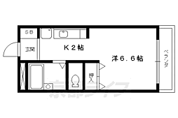 京都市営烏丸線 国際会館駅 徒歩10分の賃貸マンション 1階1Kの間取り