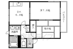 京都市営烏丸線 北山駅 徒歩9分の賃貸アパート 2階2DKの間取り