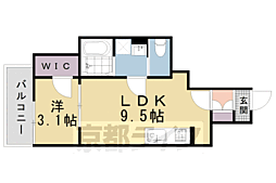 エクスフォート京都聚楽町 2階1LDKの間取り