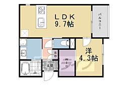 京都地下鉄東西線 二条城前駅 徒歩4分の賃貸アパート 3階1LDKの間取り