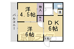 叡山電鉄叡山本線 宝ケ池駅 徒歩2分の賃貸アパート 1階2DKの間取り