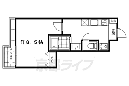 京都地下鉄東西線 二条城前駅 徒歩5分の賃貸マンション 2階1Kの間取り