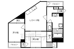 叡山電鉄叡山本線 修学院駅 徒歩2分の賃貸マンション 4階2LDKの間取り