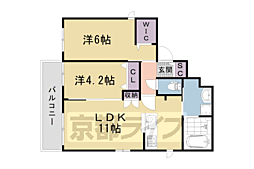 京都地下鉄東西線 西大路御池駅 徒歩5分の賃貸マンション 3階2LDKの間取り
