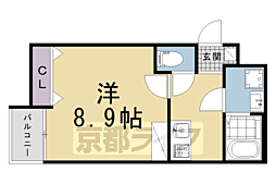 京阪本線 出町柳駅 徒歩17分の賃貸マンション 3階1Kの間取り