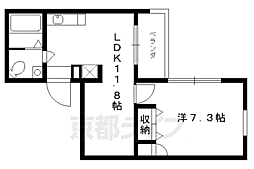ルピナス下鴨 3階1LDKの間取り