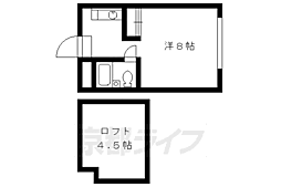 リバーサイド下鴨 2階1Kの間取り